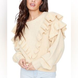 Lost + Wander Ruffle Butter Yellow  Stay Humble Sweater NWOT (RUNS LARGE)